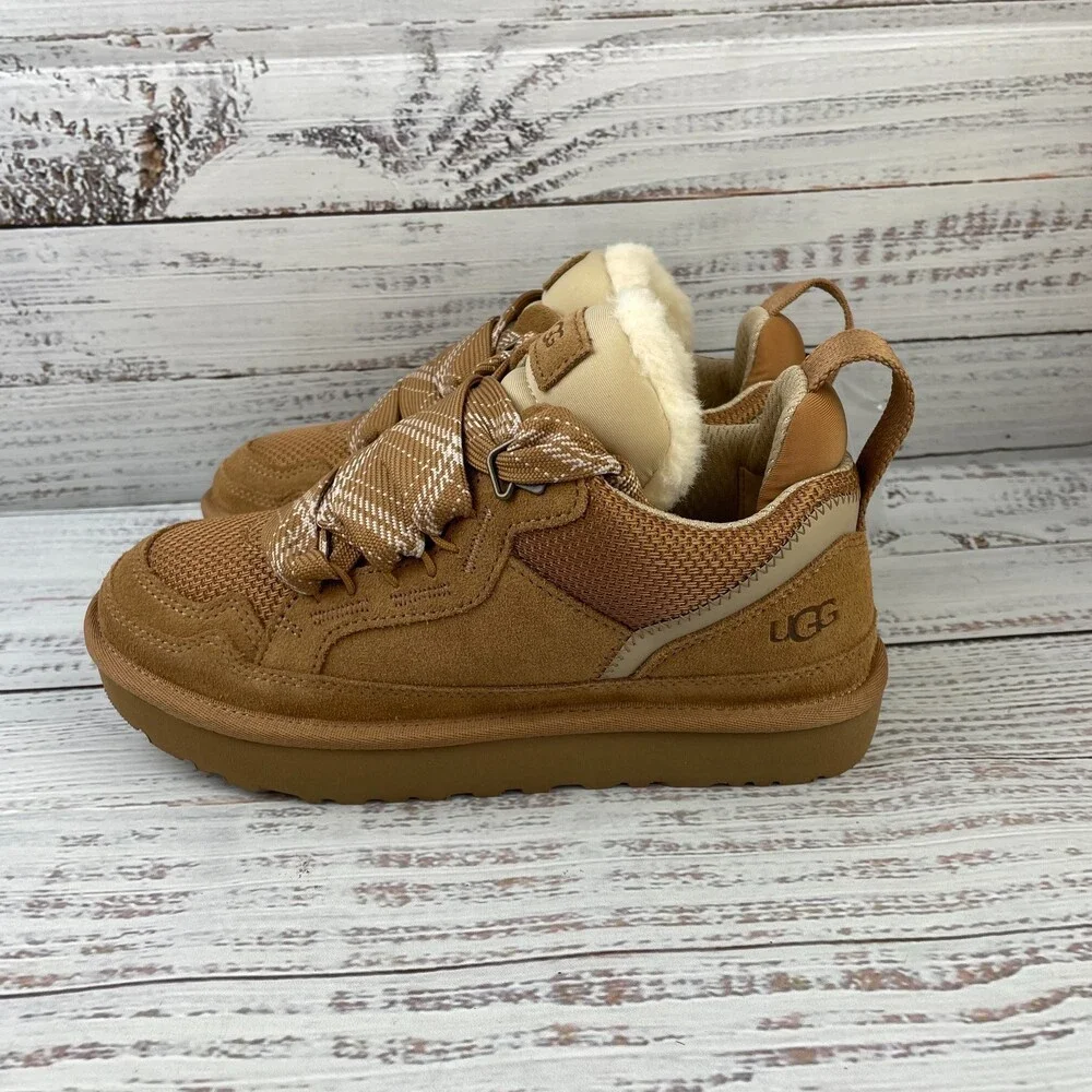 UGG Lowmel Womens US 7 Sneakers Chestnut Brown Suede Laces